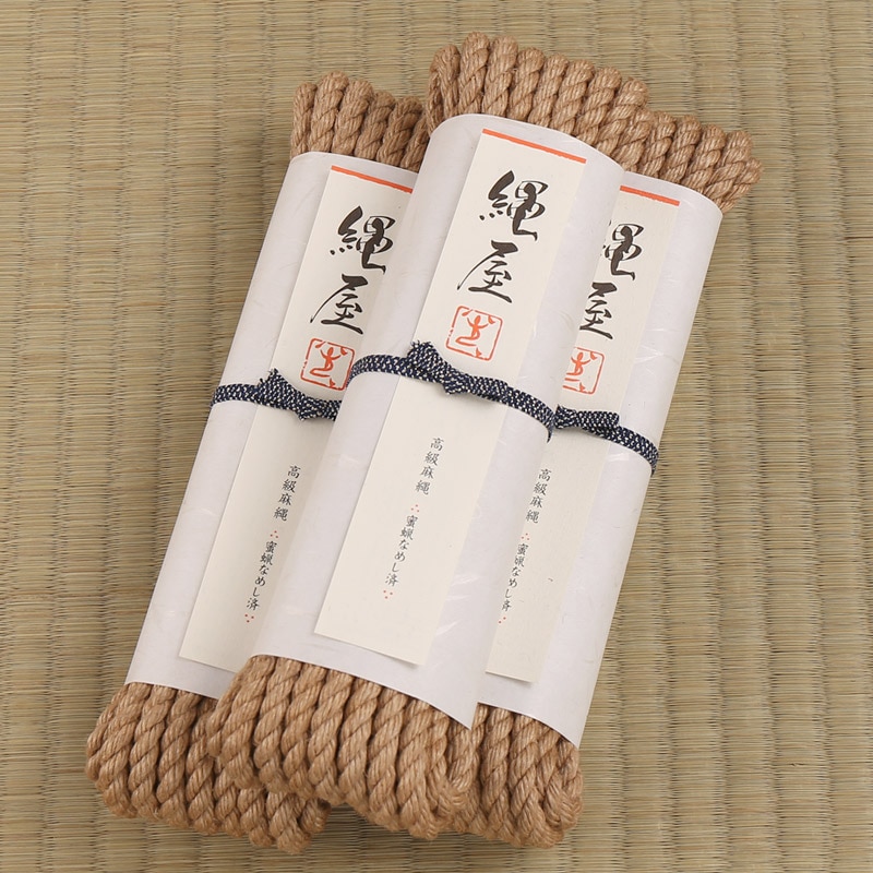 [3本セット] 高級麻縄(処理済) 天然色 太縄φ6.8mmｘ8Ｍ