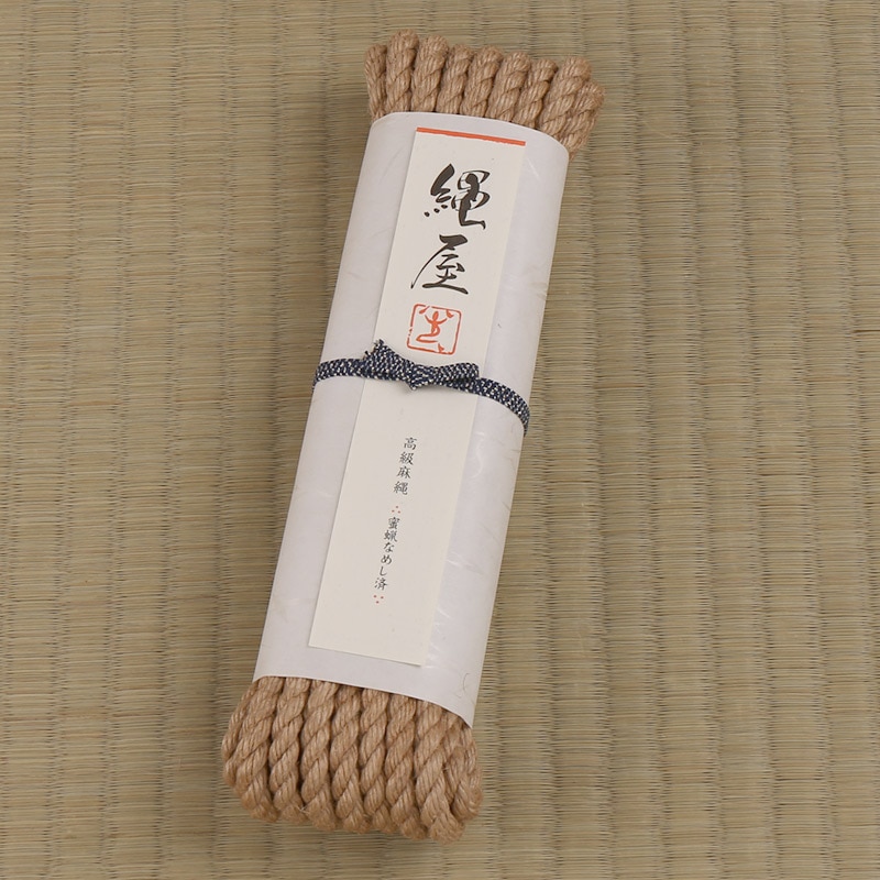 [単品]高級麻縄(処理済) 天然色 太縄φ6.8mmｘ8Ｍ
