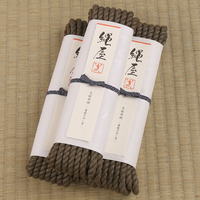[3本セット] 高級麻縄(処理済) モスグリーン 標準φ6.5mmｘ10Ｍ